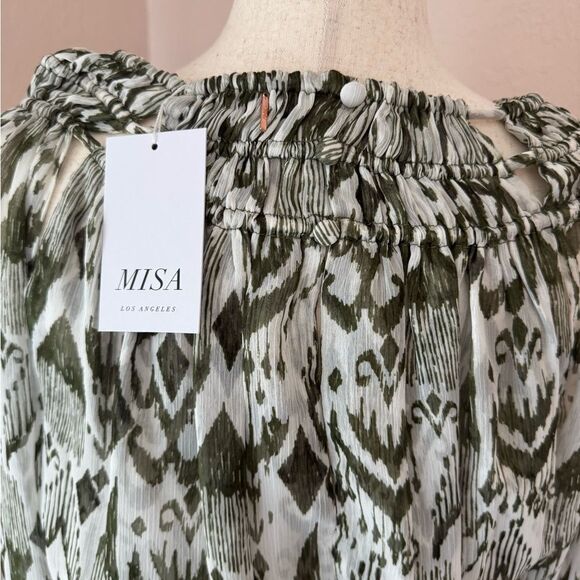 NWT Misa Los Angeles Mercy mini dress in green ikat pattern S - Picture 12 of 15